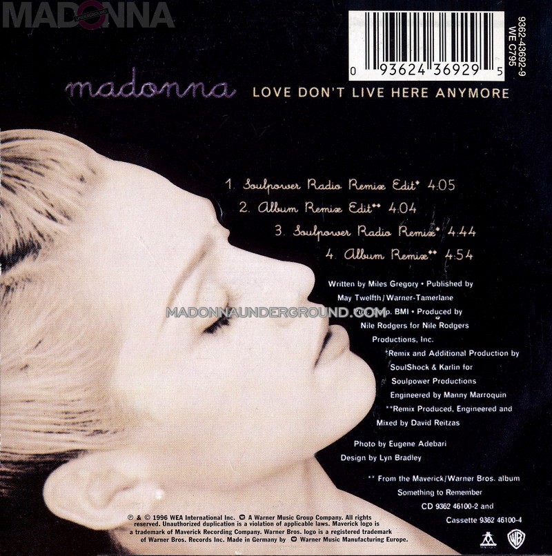 マドンナ　 Love Don't Live Here Anymore　リミックス Madonna – Love Don't Live Here Anymore The Mixes – CDr