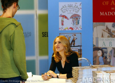 Pop star Madonna during a special appearance at Selfridges in Oxford Street, central London to sign copies of her fourth children's book, The Adventures of Abdi.