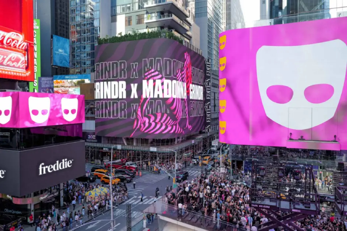 madonna grindr times square
